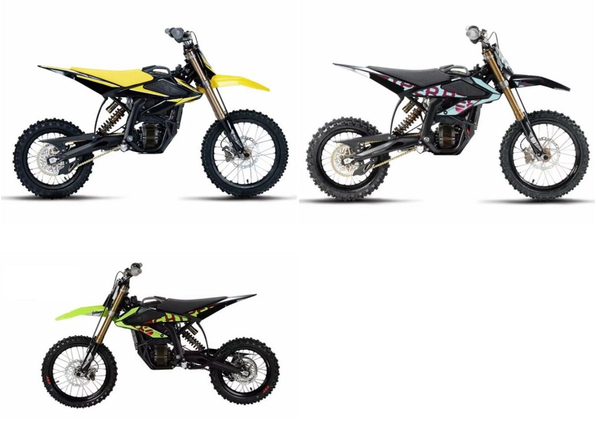 Surron Hyper Bee — electric off-road bike, side profile on a plain background