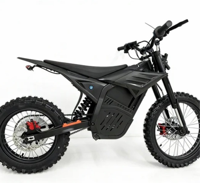 Break Hard M7 — electric off-road bike, side profile on a plain background